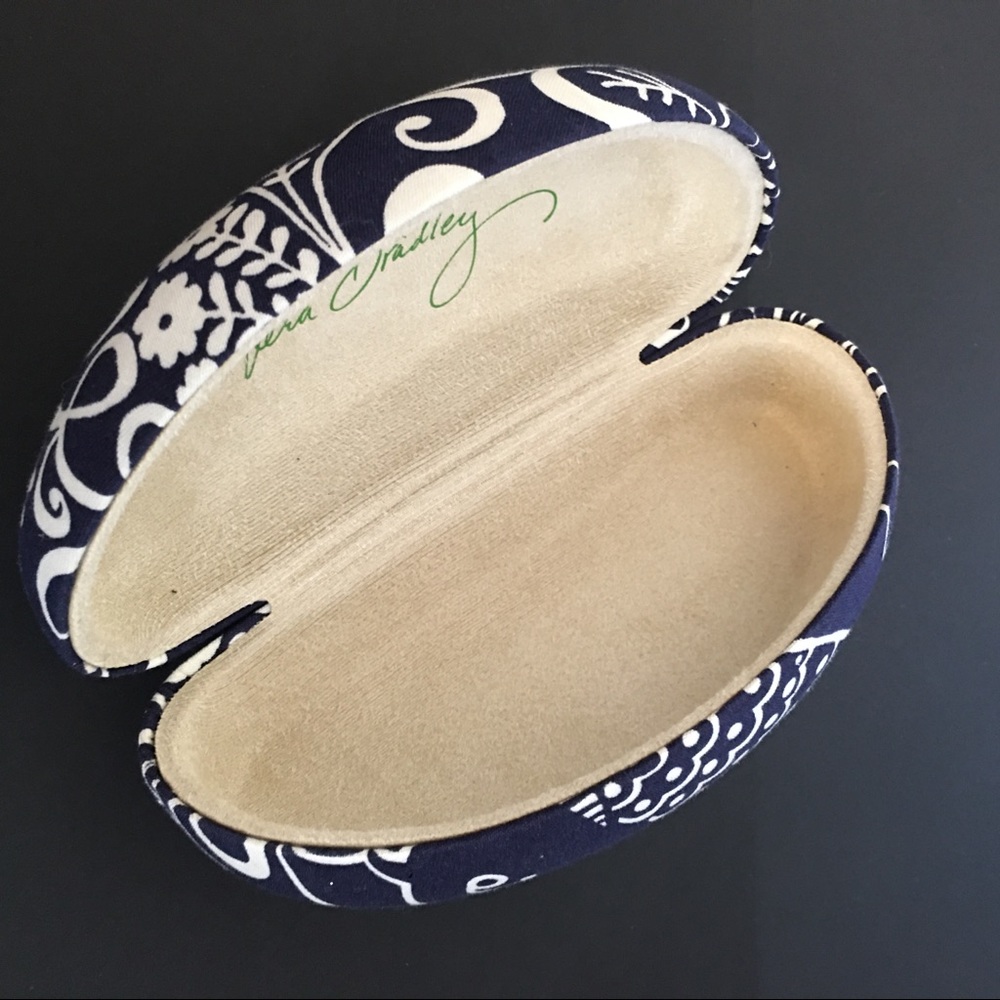 Vera Bradley Navy Blue Twirly Birds Hard Eyeglass Case